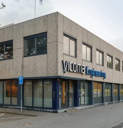 Facade of Vicoma Engineering building in Rotterdam with visible signage.