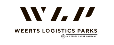 Logo of Weerts Logistics Parks with stylized initials "WLP".